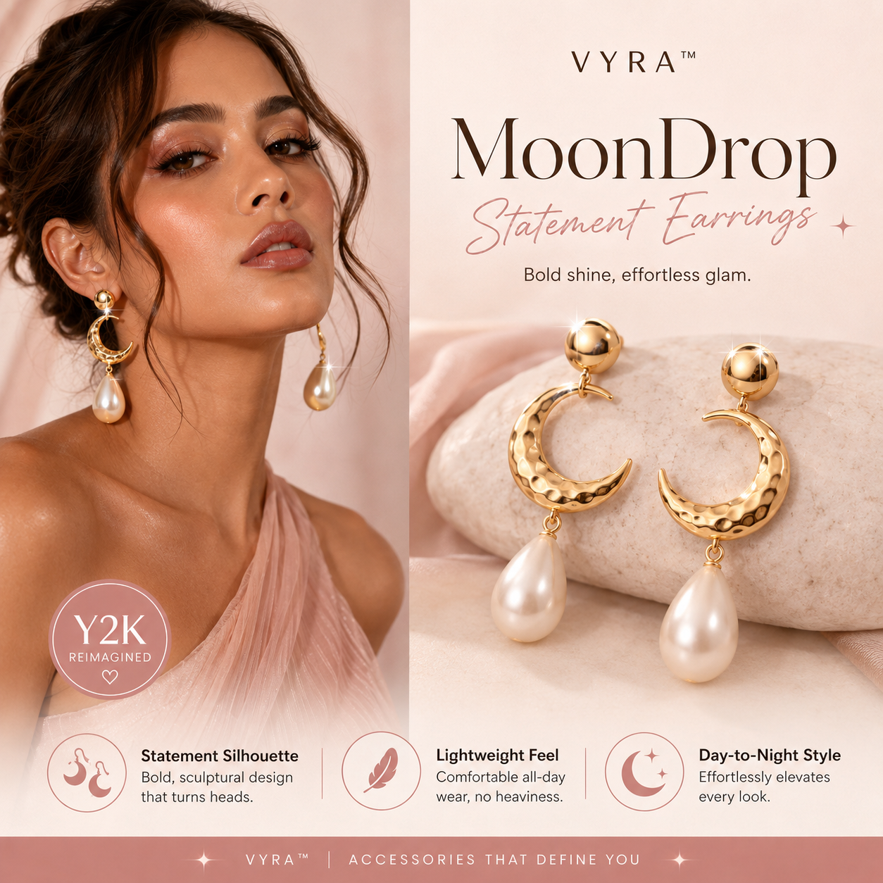 VYRA™ MoonDrop Statement Earrings