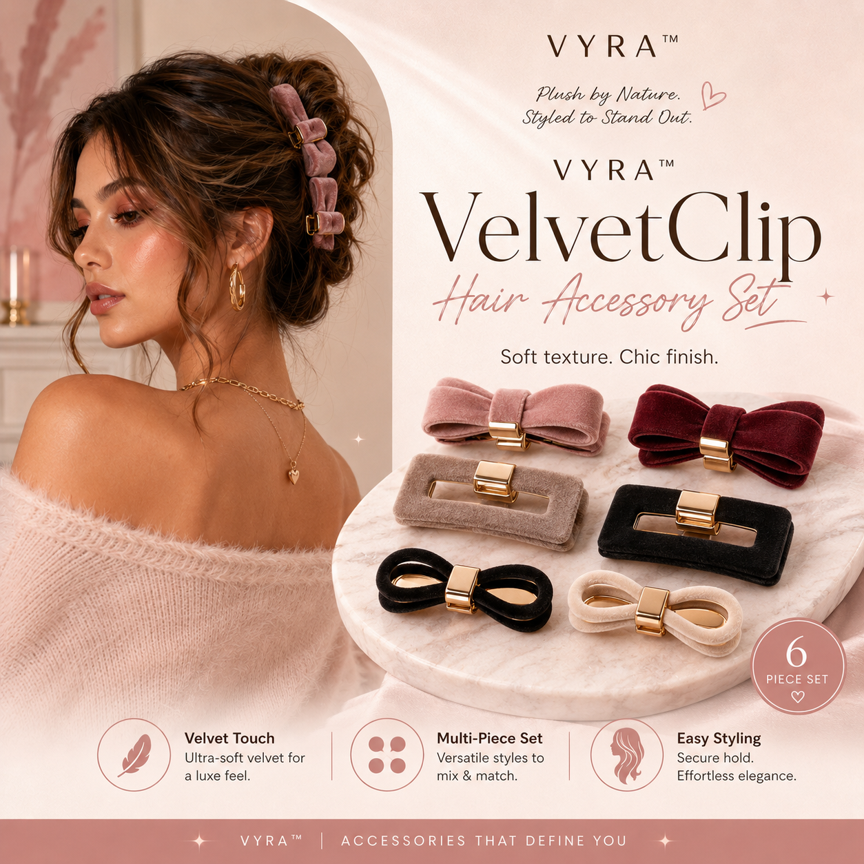 VYRA™ VelvetClip Hair Accessory Set